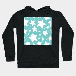 White star print on turquoise Hoodie